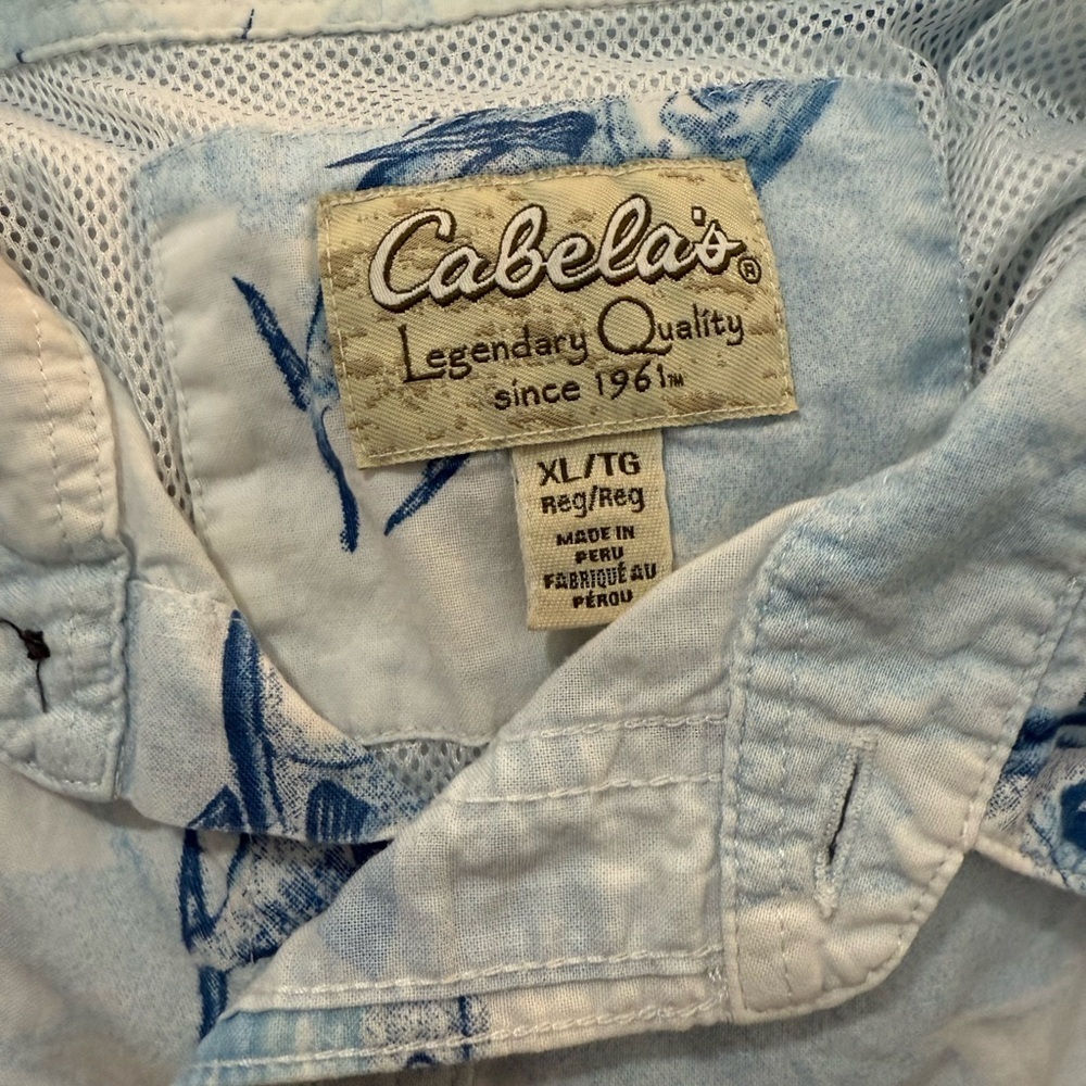 Cabela's Blue Fish Pattern Shirt - Picture 4 of 4